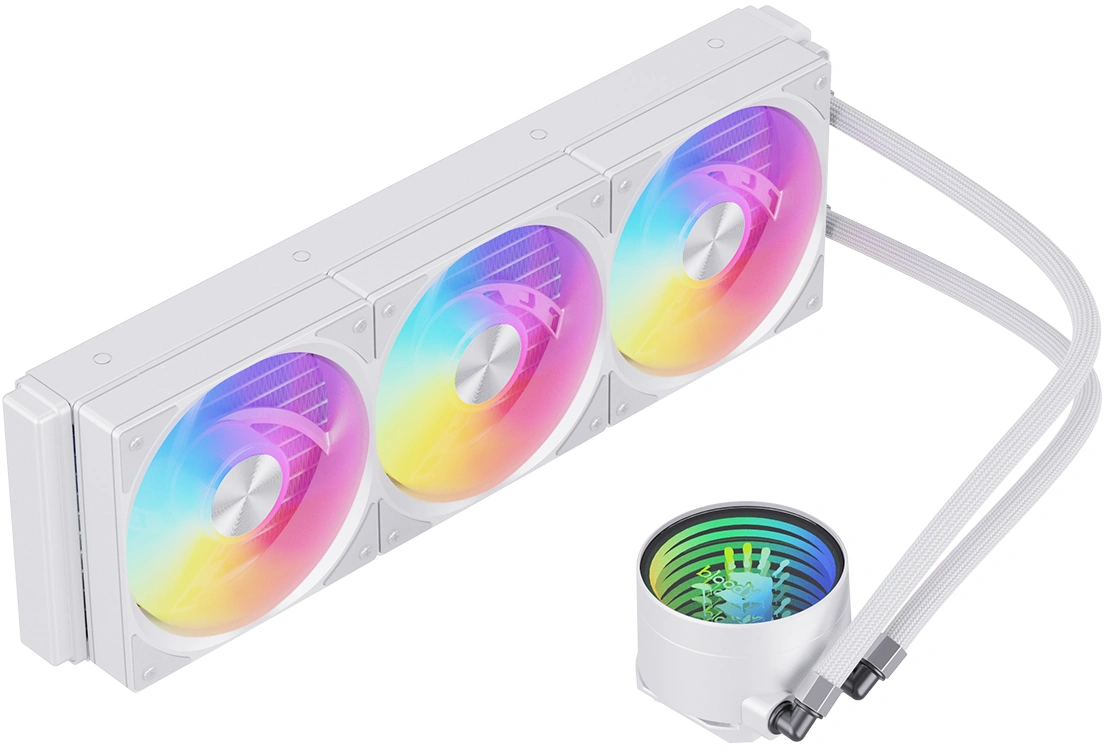 Система водяного охлаждения Bloody LC-11 ARGB Soc-AM5/AM4/1200/1700/1851 белый 4-pin 20-35dB Al+Cu 300W Ret (LC-11-ARGB360-WH) — миниатюра 6