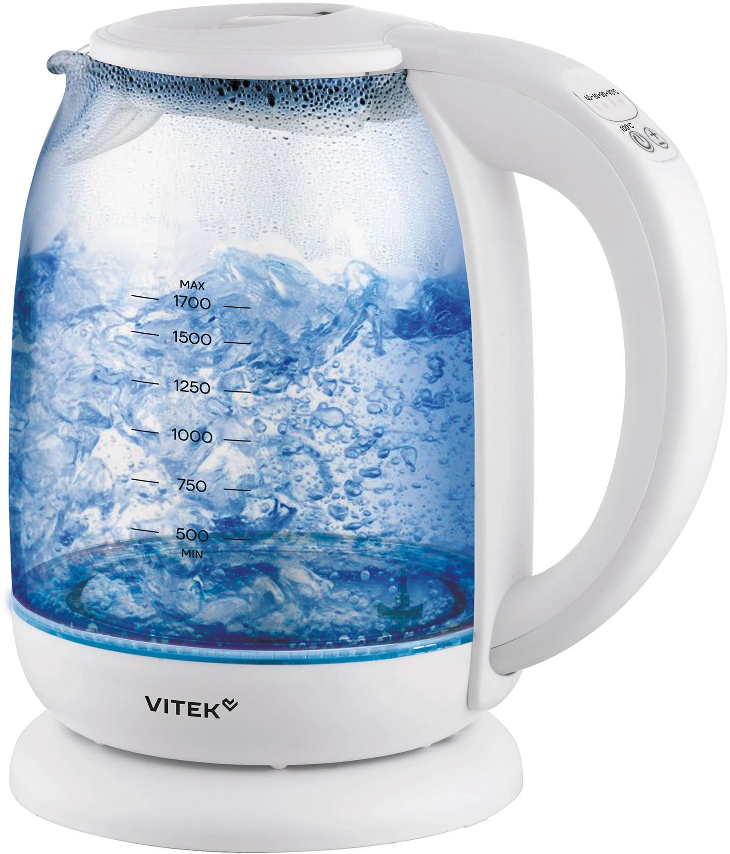 Чайник электрический Vitek VT-WK1045 1.7л. 2200Вт белый корпус: стекло — фото 1