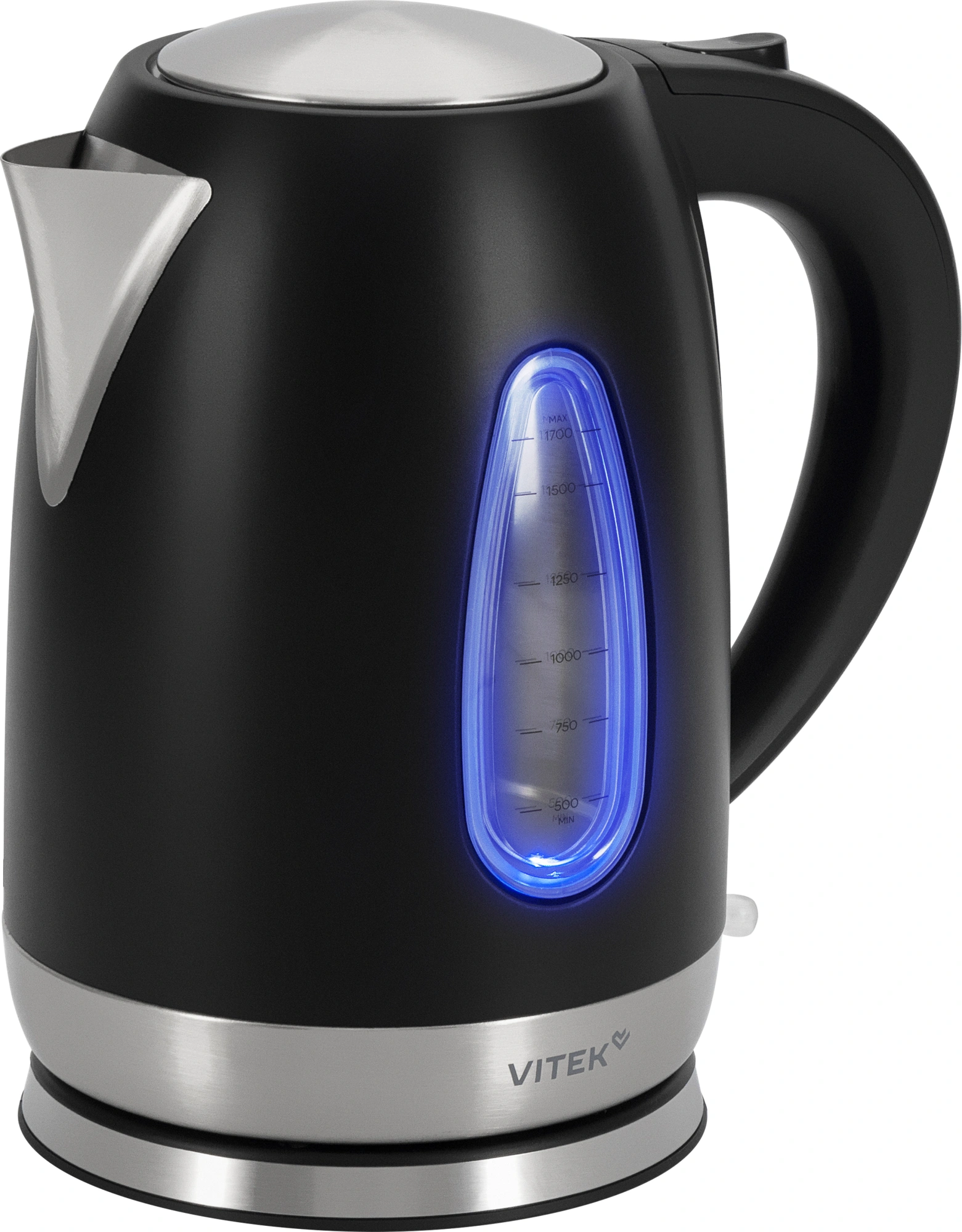 Чайник электрический Vitek VT-WK1065 1.7л. 2000Вт черный/серебристый корпус: металл — фото 1