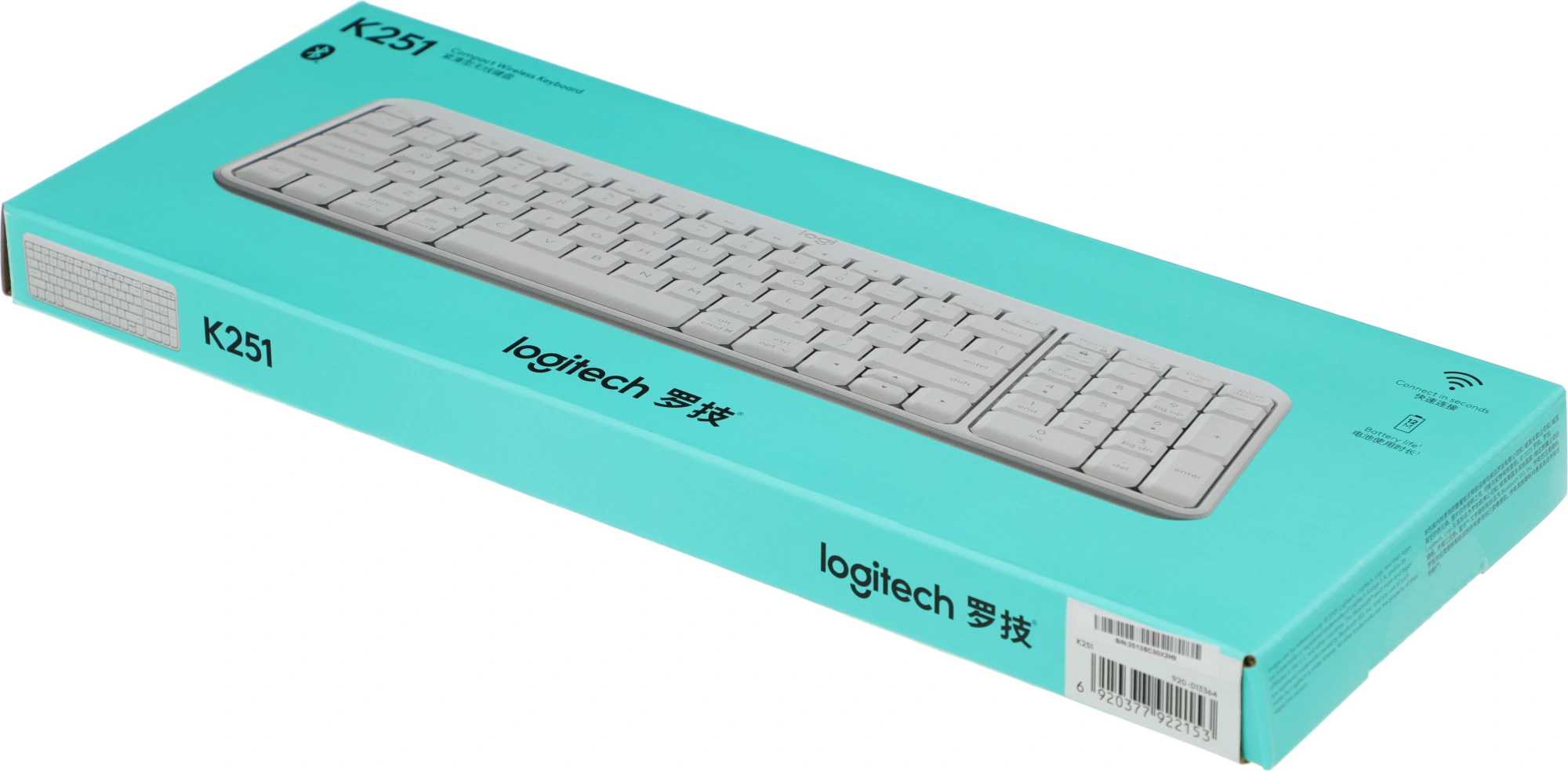 Клавиатура Logitech K251 белый беспроводная BT slim (920-013364) — миниатюра 12