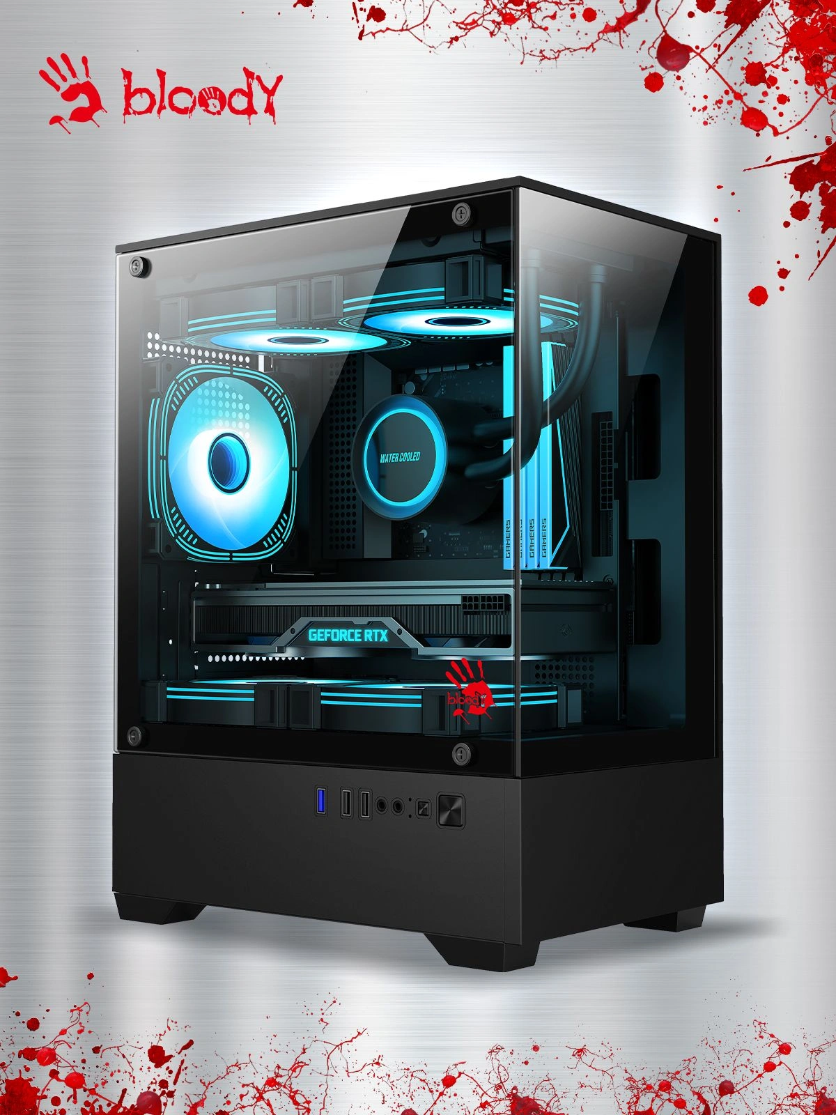 Корпус Bloody CC-125 черный без БП mATX 5x120mm 2xUSB2.0 1xUSB3.0 audio bott PSU — миниатюра 20