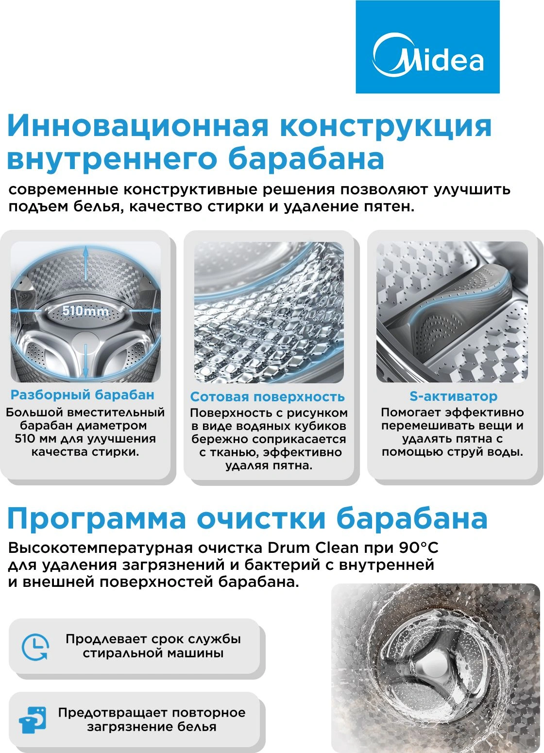 Стиральная машина Midea MF01814BS47/W класс: A загр.фронтальная макс.:8кг белый инвертор — миниатюра 12