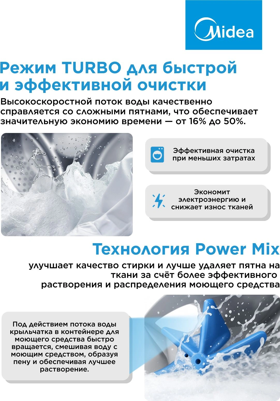 Стиральная машина Midea MF01814BS47/W класс: A загр.фронтальная макс.:8кг белый инвертор — миниатюра 14