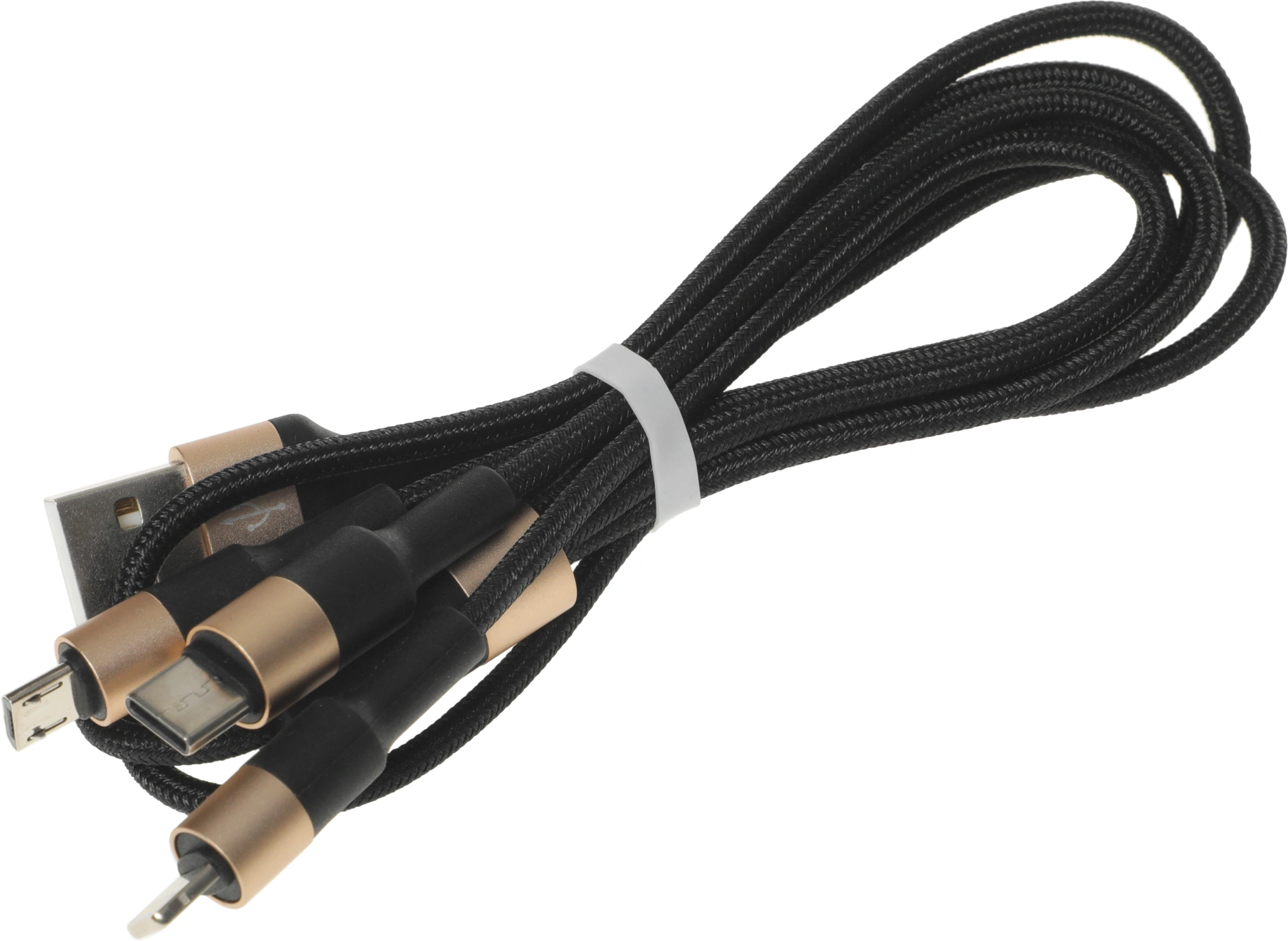 Кабель Hoco X26 Xpress one 80275 USB (m)-Lightning (m)/USB Type-C (m)/micro USB (m) 1м черный/золотистый — миниатюра 5