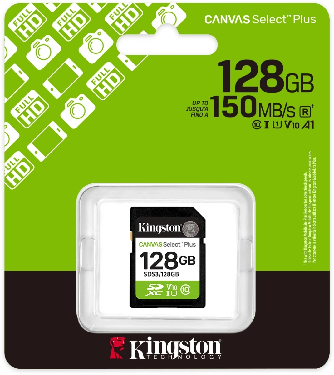 Флеш карта SDXC 128GB Kingston SDS3/128GB Canvas Select Plus V10 w/o adapter — миниатюра 3