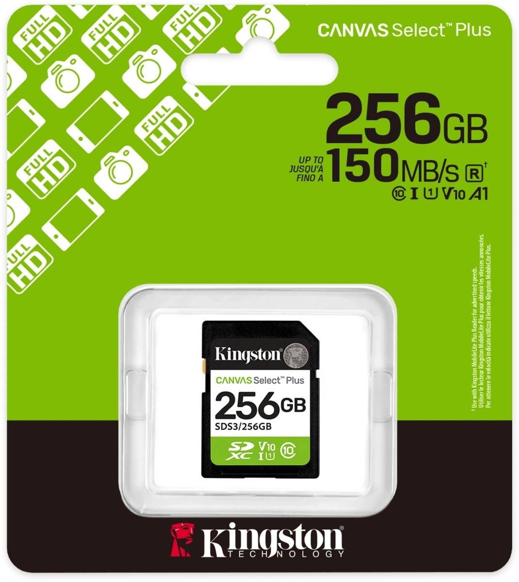 Флеш карта SDXC 256GB Kingston SDS3/256GB Canvas Select Plus V10 w/o adapter — миниатюра 3