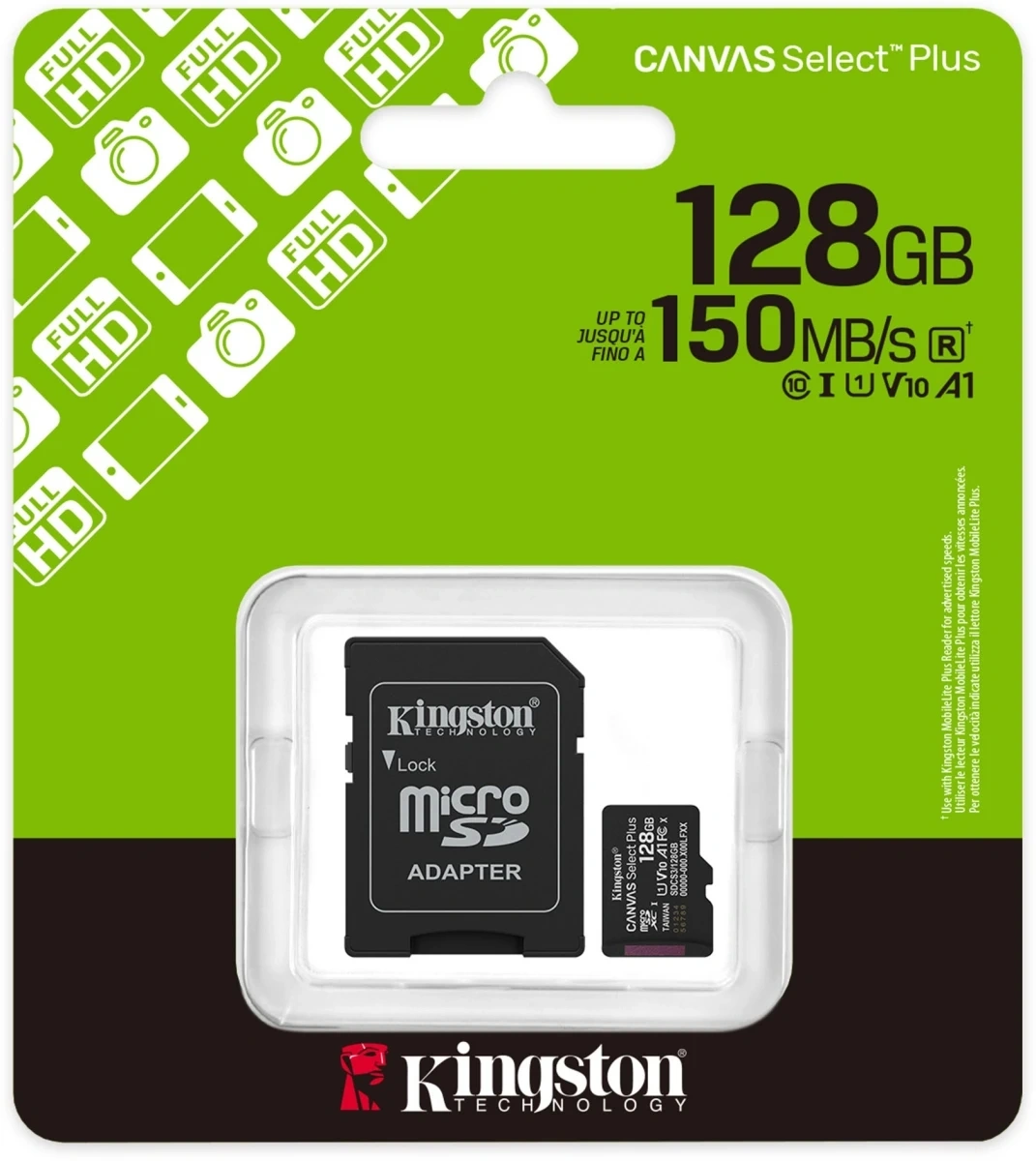 Флеш карта microSDXC 128GB Kingston SDCS3/128GB Canvas Select Plus V10 A1 + adapter — миниатюра 3
