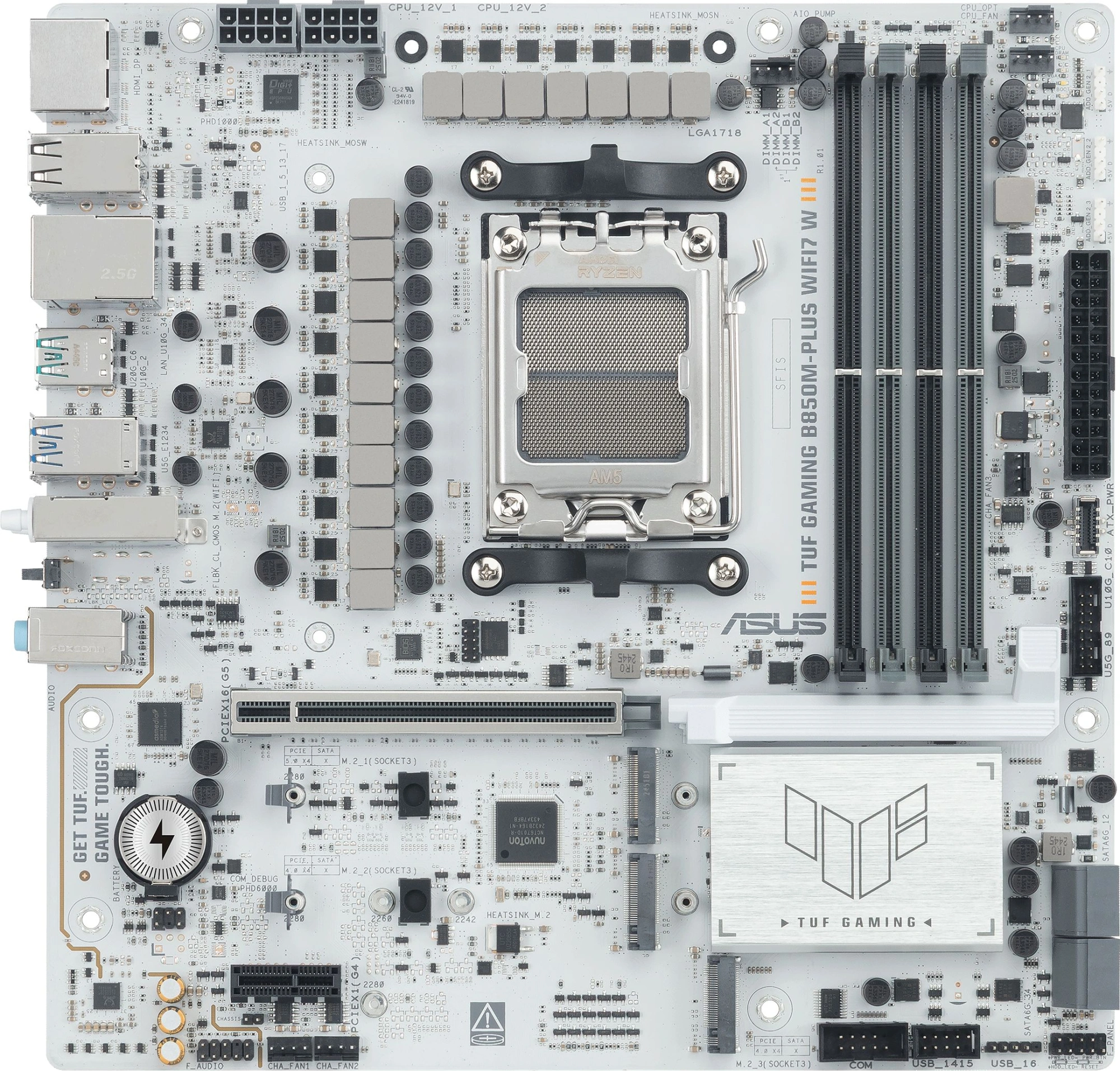 Материнская плата Asus TUF GAMING B850M-PLUS WIFI7 W Socket AM5 AMD B850 4xDDR5 mATX AC`97 8ch(7.1) 2.5Gg RAID+HDMI+DP — миниатюра 12