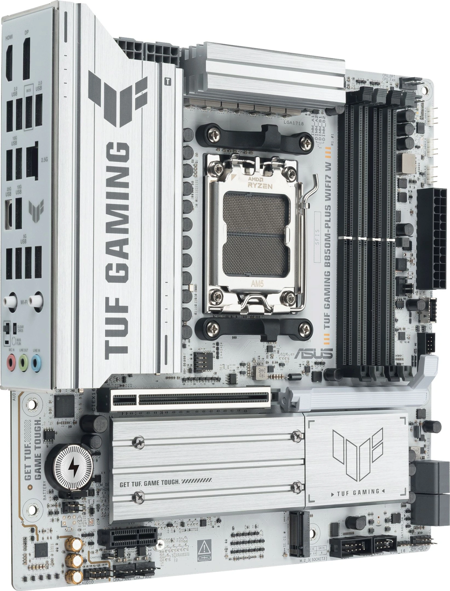 Материнская плата Asus TUF GAMING B850M-PLUS WIFI7 W Socket AM5 AMD B850 4xDDR5 mATX AC`97 8ch(7.1) 2.5Gg RAID+HDMI+DP — миниатюра 4