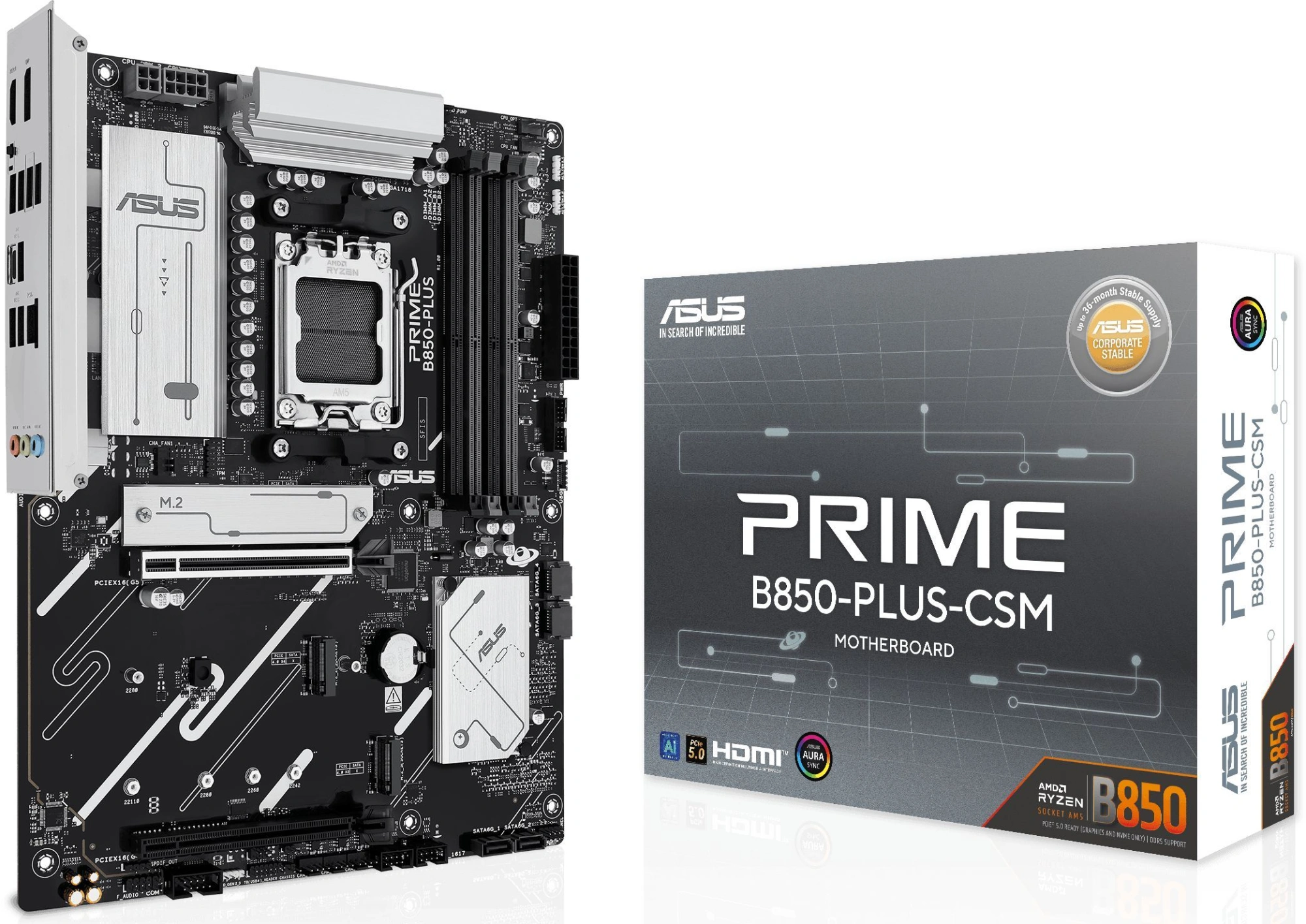Материнская плата Asus PRIME B850-PLUS-CSM Socket AM5 AMD B850 4xDDR5 ATX AC`97 8ch(7.1) 2.5Gg RAID+HDMI+DP — миниатюра 4