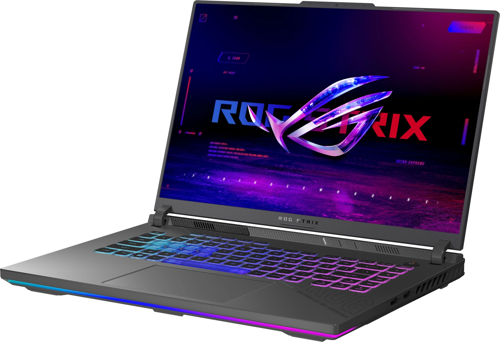 Ноутбук Asus ROG Strix G16 G614PR-RV089 Ryzen 9 8940HX 32Gb SSD1Tb NVIDIA GeForce RTX5070Ti 12Gb 16" IPS WUXGA (1920x1200) без ОС grey WiFi BT Cam (90NR0NJ7-M00620) — миниатюра 3