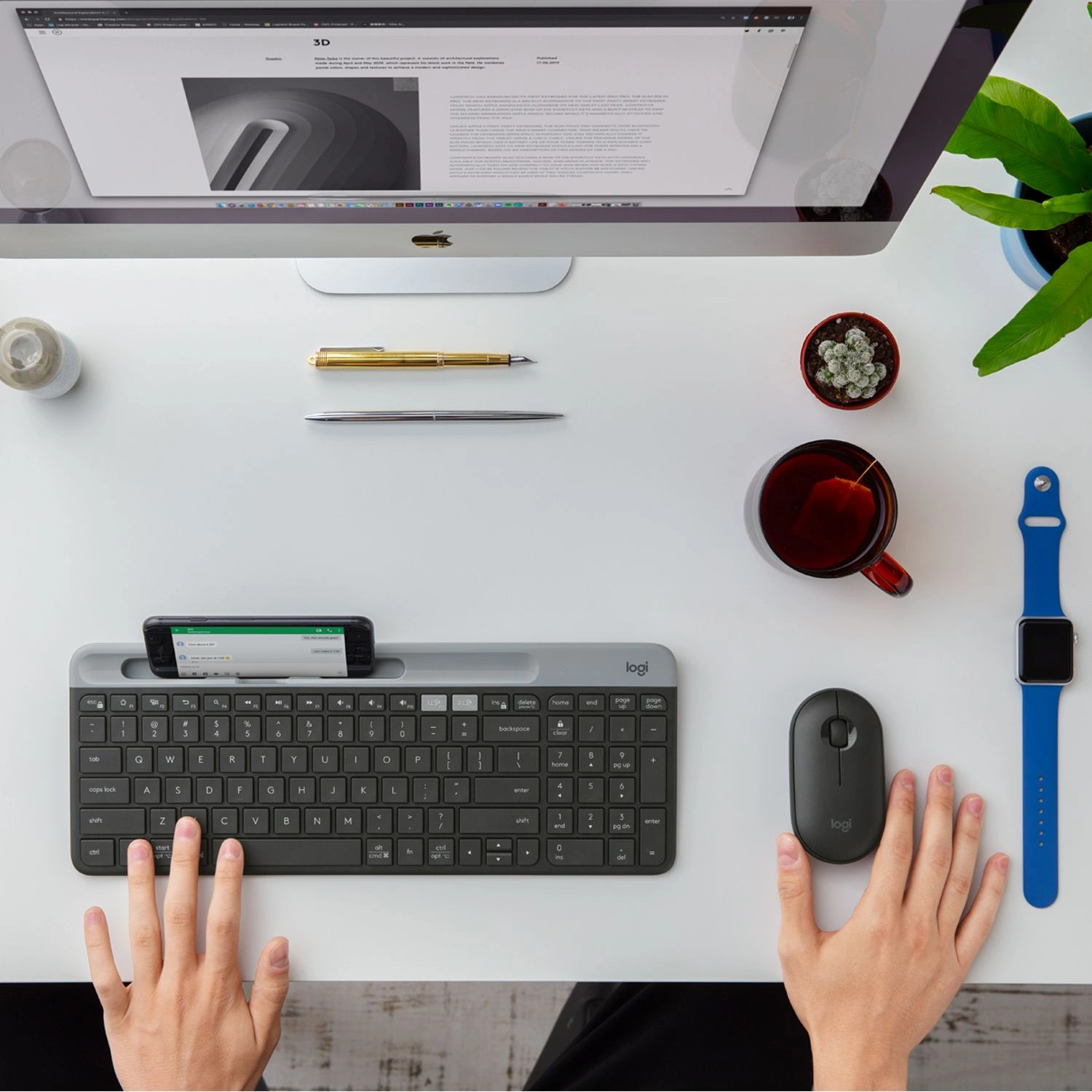 Клавиатура Logitech K580 черный/серебристый USB беспроводная BT/Radio slim Multimedia (920-009208) — миниатюра 2