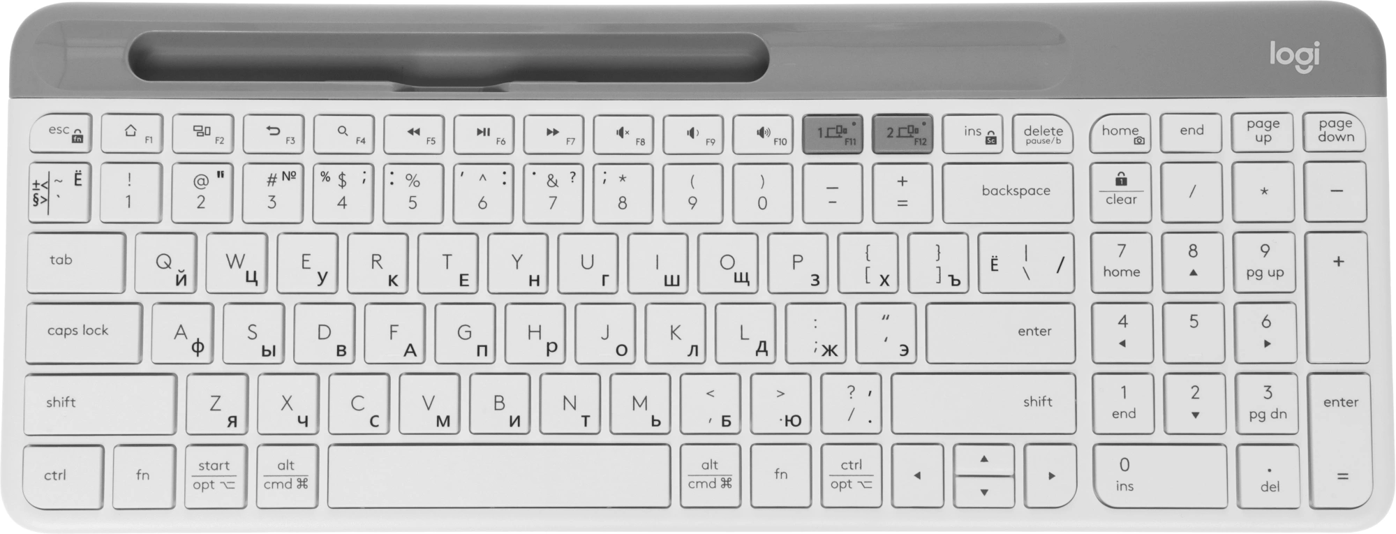 Клавиатура Logitech K580 белый/серебристый USB беспроводная BT/Radio slim Multimedia (920-009209) — миниатюра 7