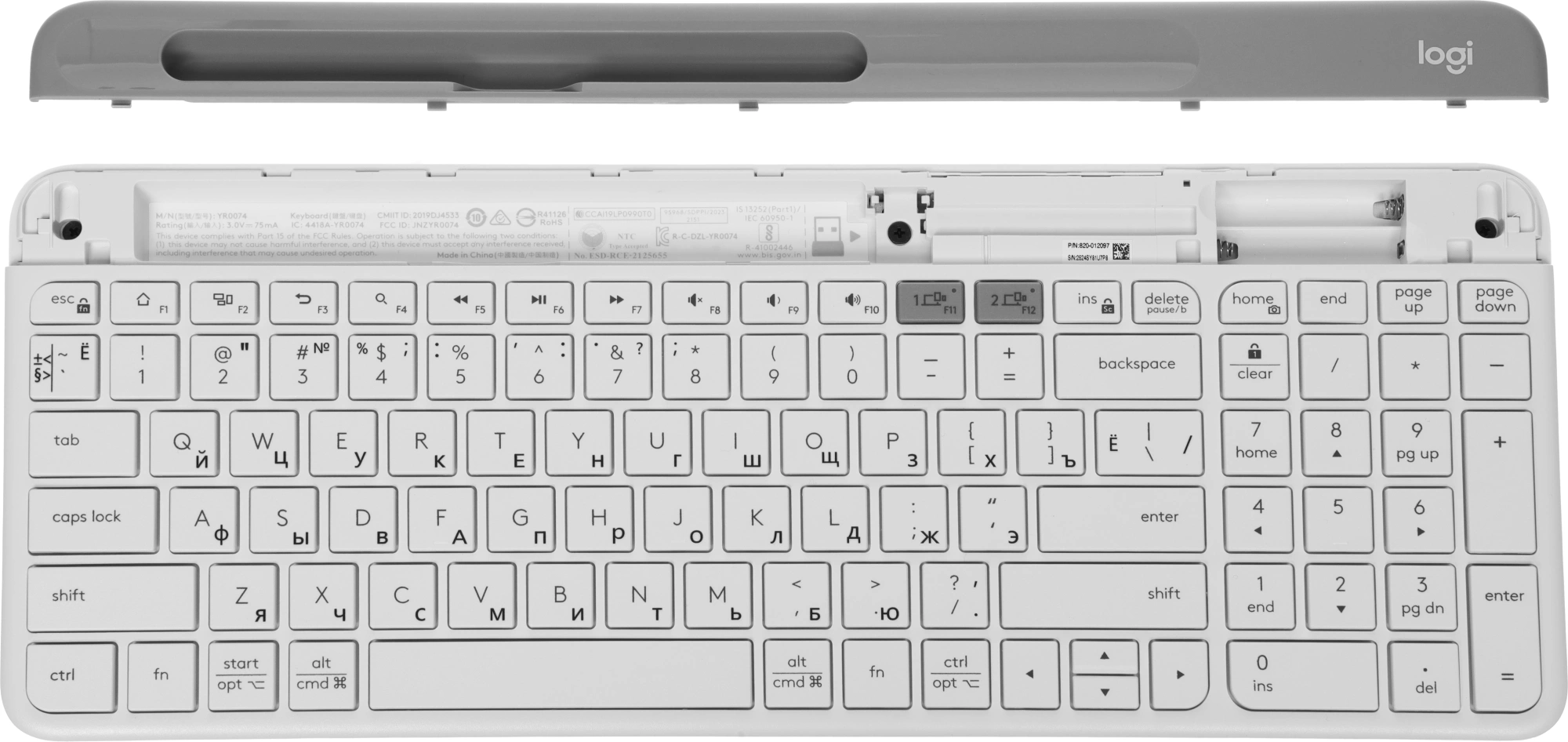 Клавиатура Logitech K580 белый/серебристый USB беспроводная BT/Radio slim Multimedia (920-009209) — миниатюра 15