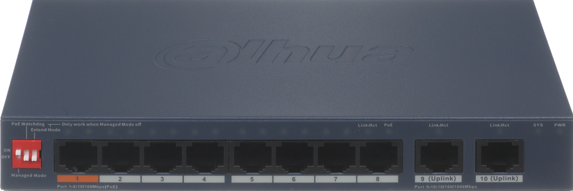Коммутатор Dahua DH-CS4010-8ET2GT-60 (L2) 8x100Мбит/с 2x1Гбит/с 2xКомбо(1000BASE-T/SFP) 8PoE 60W управляемый — миниатюра 4