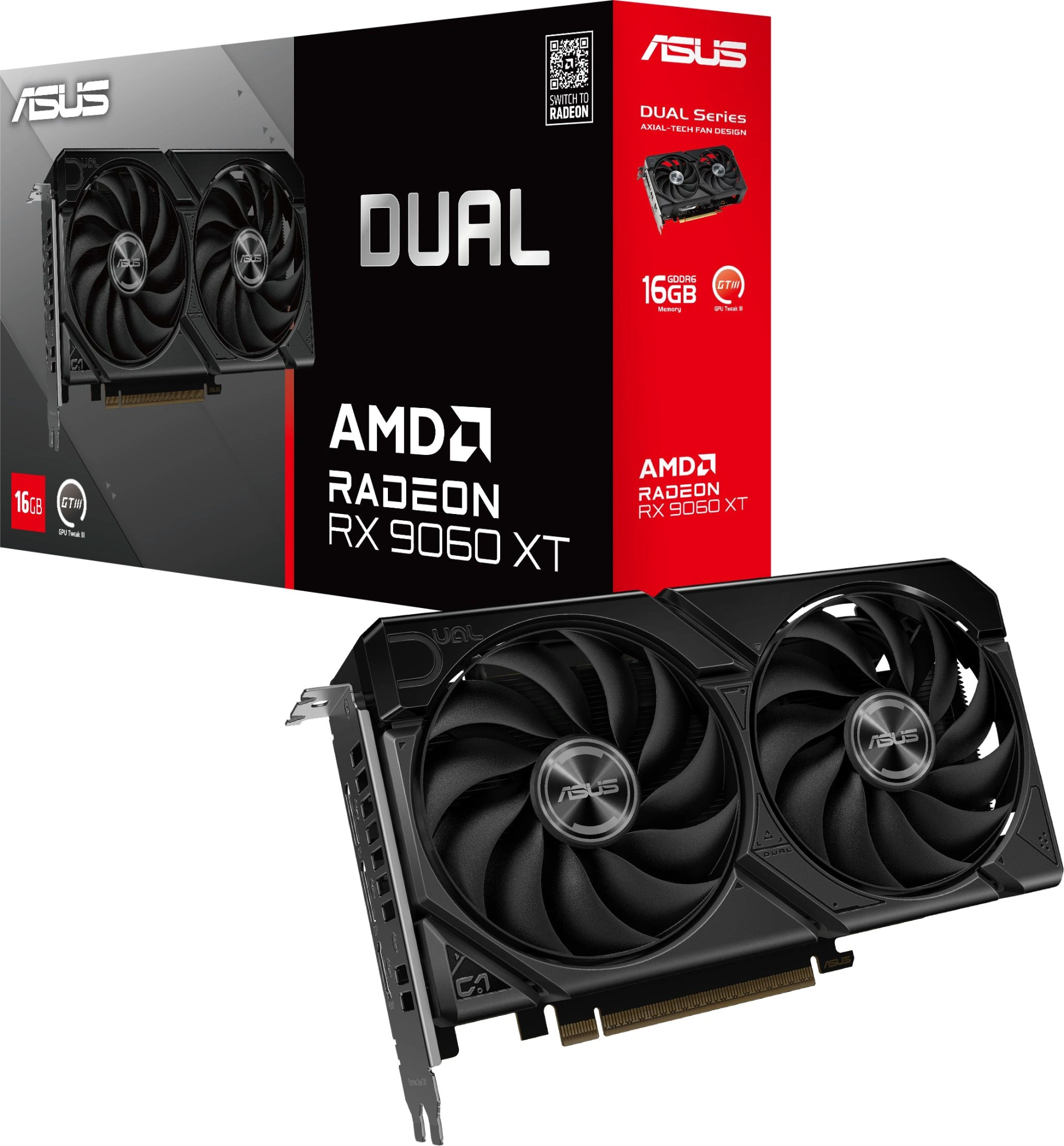 Видеокарта Asus PCI-E 5.0 DUAL-RX9060XT-16G AMD Radeon RX 9060XT 16Gb 128bit GDDR6 2620/20000 HDMIx1 DPx2 HDCP Ret — миниатюра 13