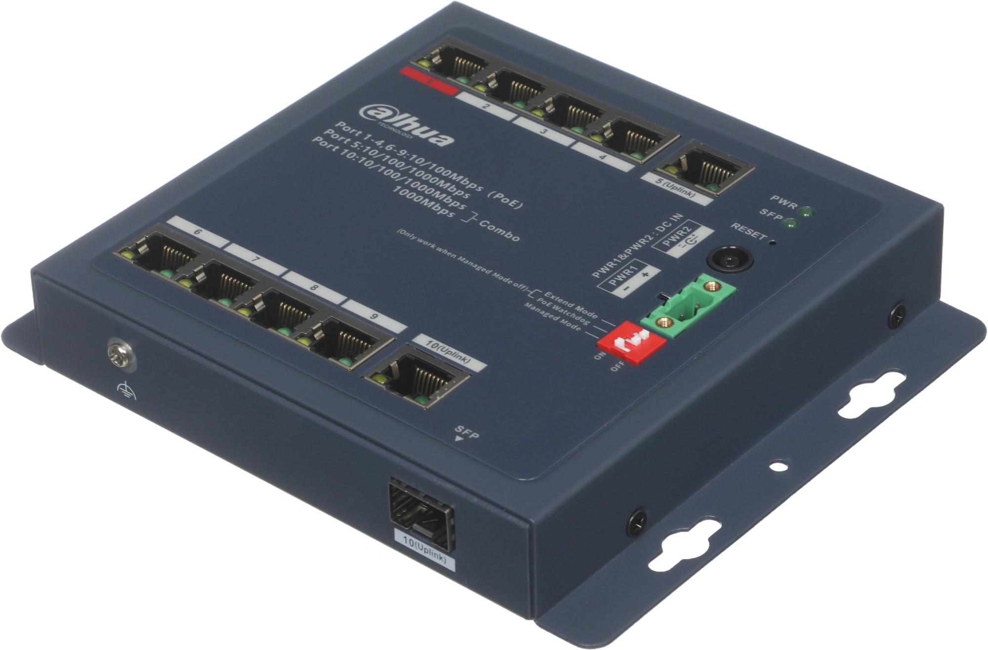 Коммутатор Dahua DH-CHS4110-8ET-90-F (L2) 8x100Мбит/с 1x1Гбит/с 1xКомбо(1000BASE-T/SFP) 8PoE 90W управляемый — миниатюра 3