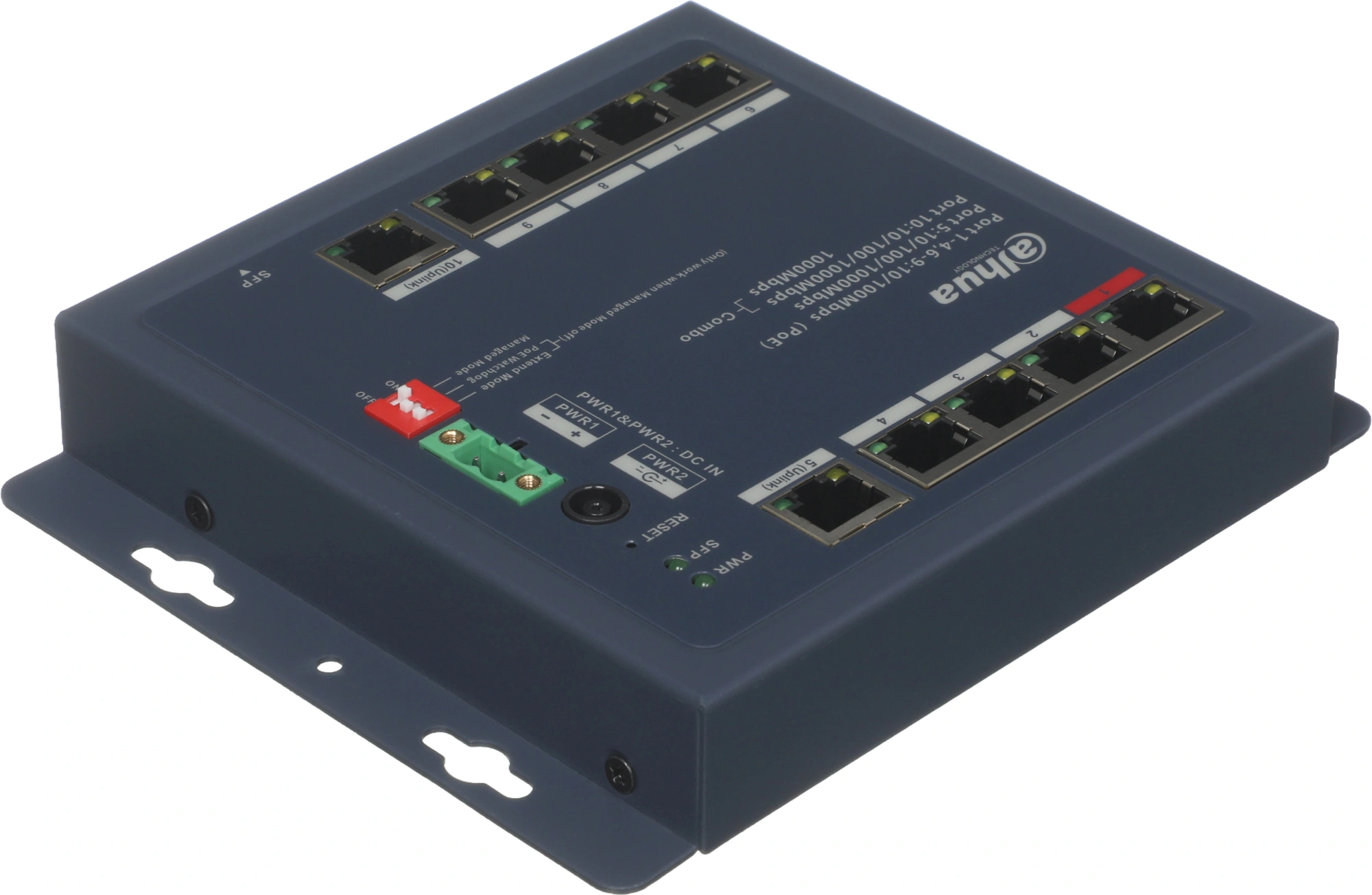Коммутатор Dahua DH-CHS4110-8ET-90-F (L2) 8x100Мбит/с 1x1Гбит/с 1xКомбо(1000BASE-T/SFP) 8PoE 90W управляемый — миниатюра 6