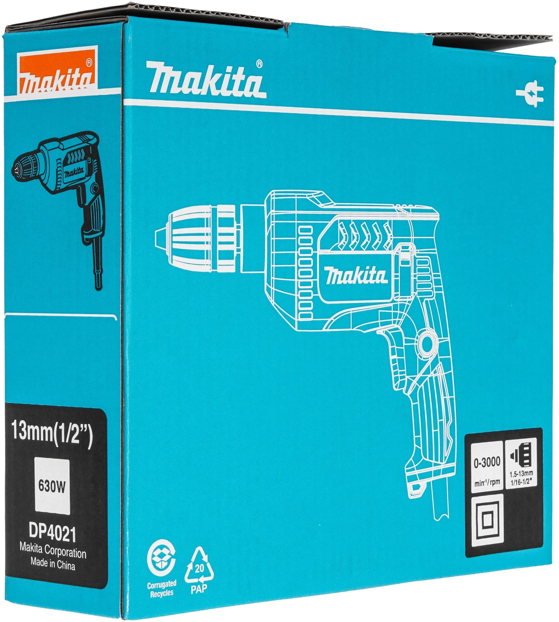Дрель безударная Makita DP4021 630Вт патрон:быстрозажимной реверс — миниатюра 8