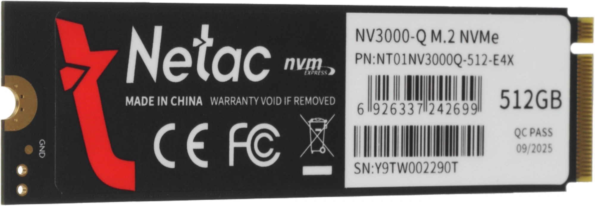 Накопитель SSD Netac PCIe 3.0 x4 512GB NT01NV3000Q-512-E4X M.2 2280 — миниатюра 4
