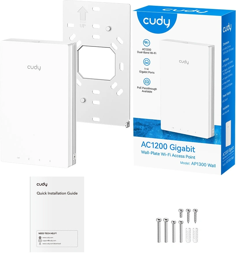 Точка доступа Cudy AP1300 Wall AC1300 10/100/1000BASE-TX белый — миниатюра 5