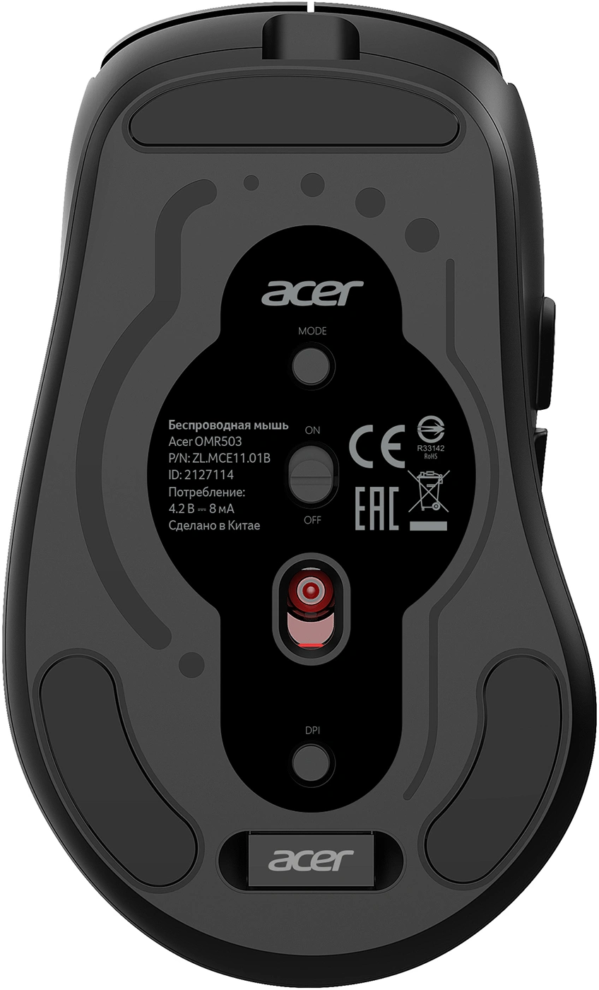 Мышь Acer OMR503 черный оптическая 3200dpi silent беспров. BT/Radio USB 4but (ZL.MCE11.01B) — миниатюра 4