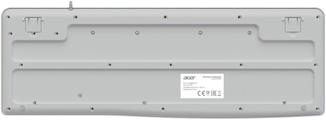 Клавиатура Acer OKW500 белый USB Multimedia (ZL.KBDEE.01S) кабель 1.8м — миниатюра 2
