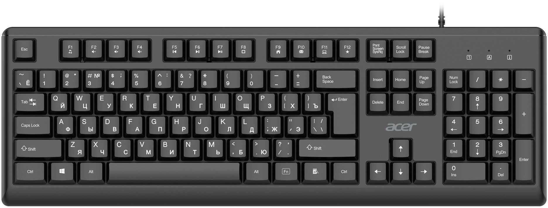 Клавиатура Acer OKW501 черный USB Multimedia (ZL.KBDEE.01U) кабель 1.8м — миниатюра 2