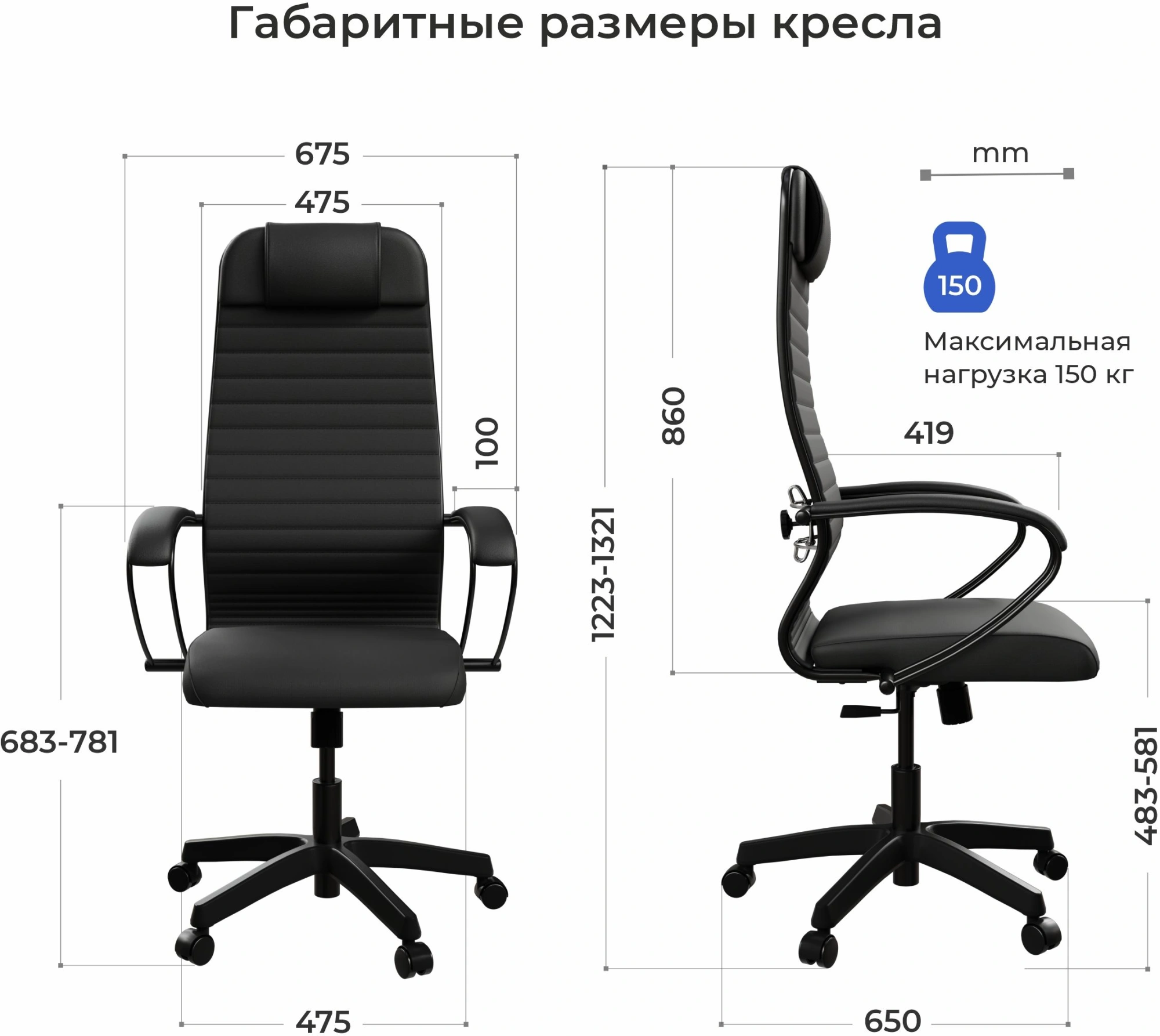 Кресло Метта ErgoLife Set 27 черный ткань/эко.кожа с подголов. крестов. пластик пластик черный — миниатюра 15