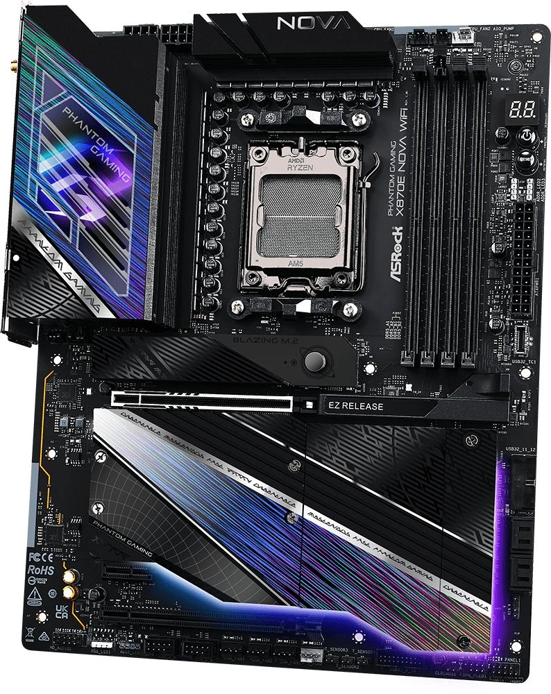 Материнская плата Asrock X870E NOVA WIFI Socket AM5 AMD X870E 4xDDR5 ATX AC`97 8ch(7.1) 5Gigabit RAID+HDMI — миниатюра 5