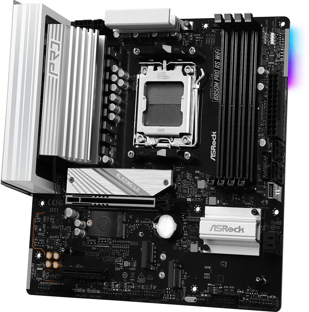Материнская плата Asrock B850M PRO RS WIFI Socket AM5 AMD B850 4xDDR5 mATX AC`97 8ch(7.1) 2.5Gg RAID+HDMI+DP — миниатюра 6