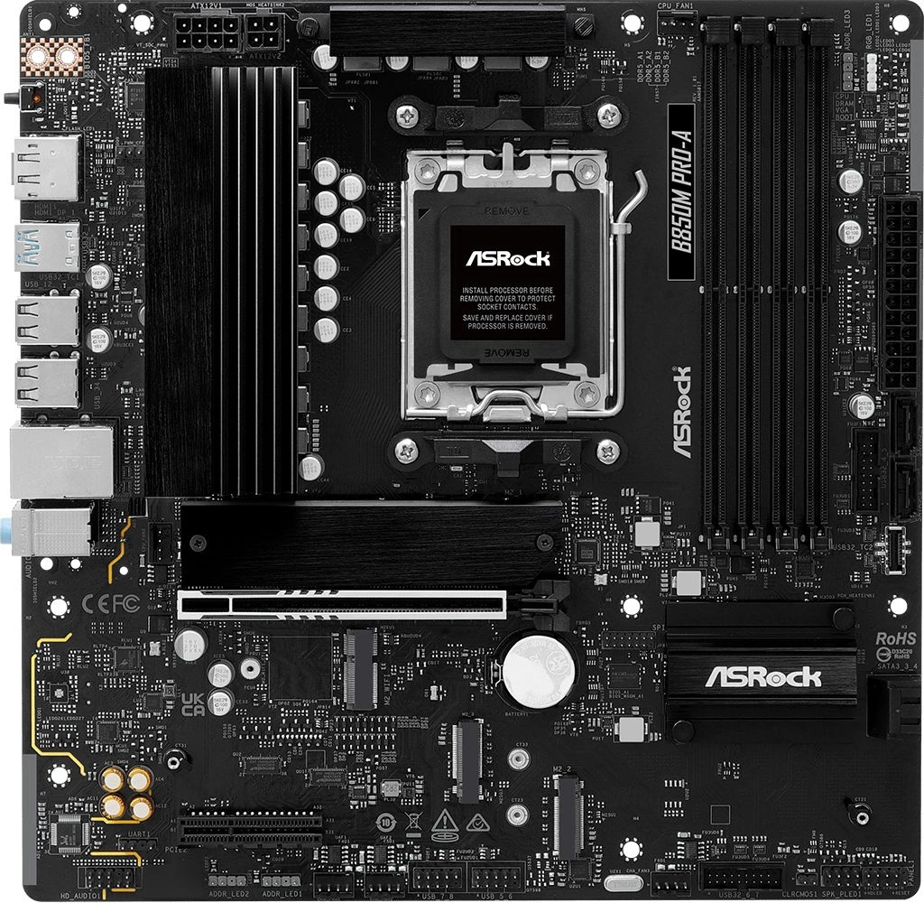 Материнская плата Asrock B850M PRO-A Socket AM5 AMD B850 4xDDR5 mATX AC`97 8ch(7.1) 2.5Gg RAID+HDMI+DP — миниатюра 3