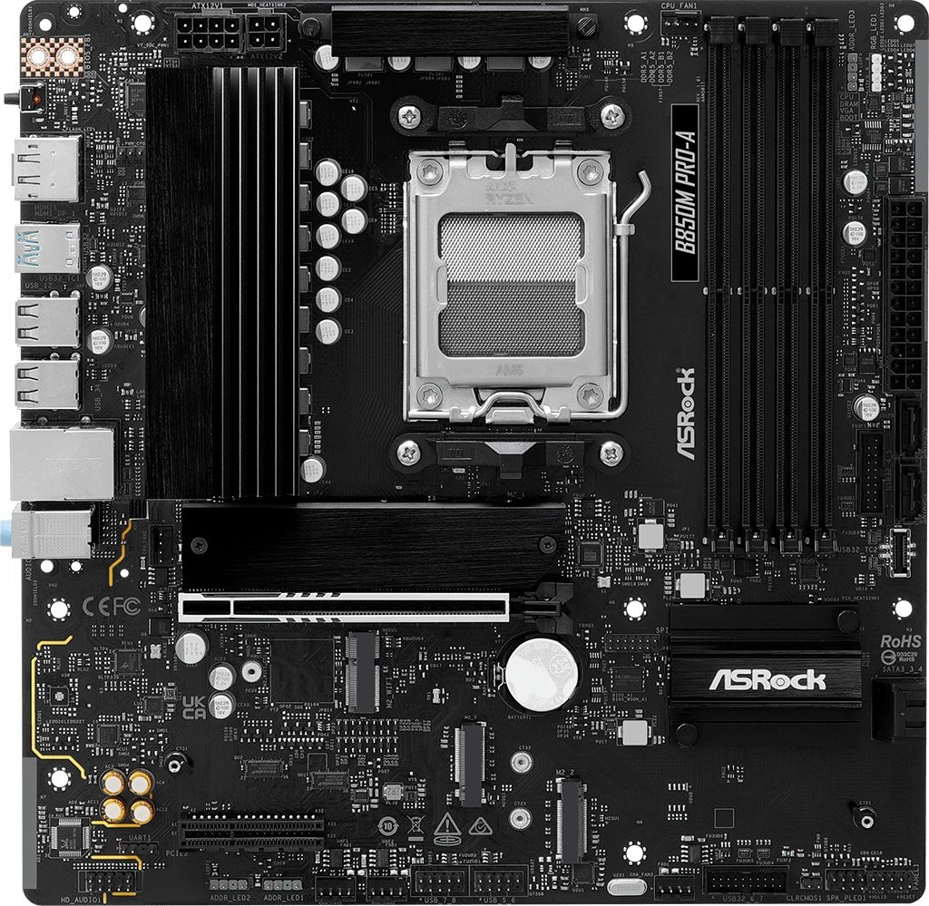 Материнская плата Asrock B850M PRO-A Socket AM5 AMD B850 4xDDR5 mATX AC`97 8ch(7.1) 2.5Gg RAID+HDMI+DP — миниатюра 4