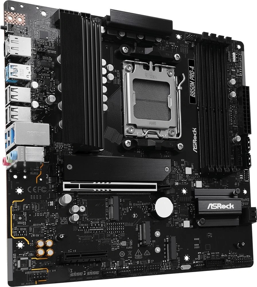 Материнская плата Asrock B850M PRO-A Socket AM5 AMD B850 4xDDR5 mATX AC`97 8ch(7.1) 2.5Gg RAID+HDMI+DP — миниатюра 5