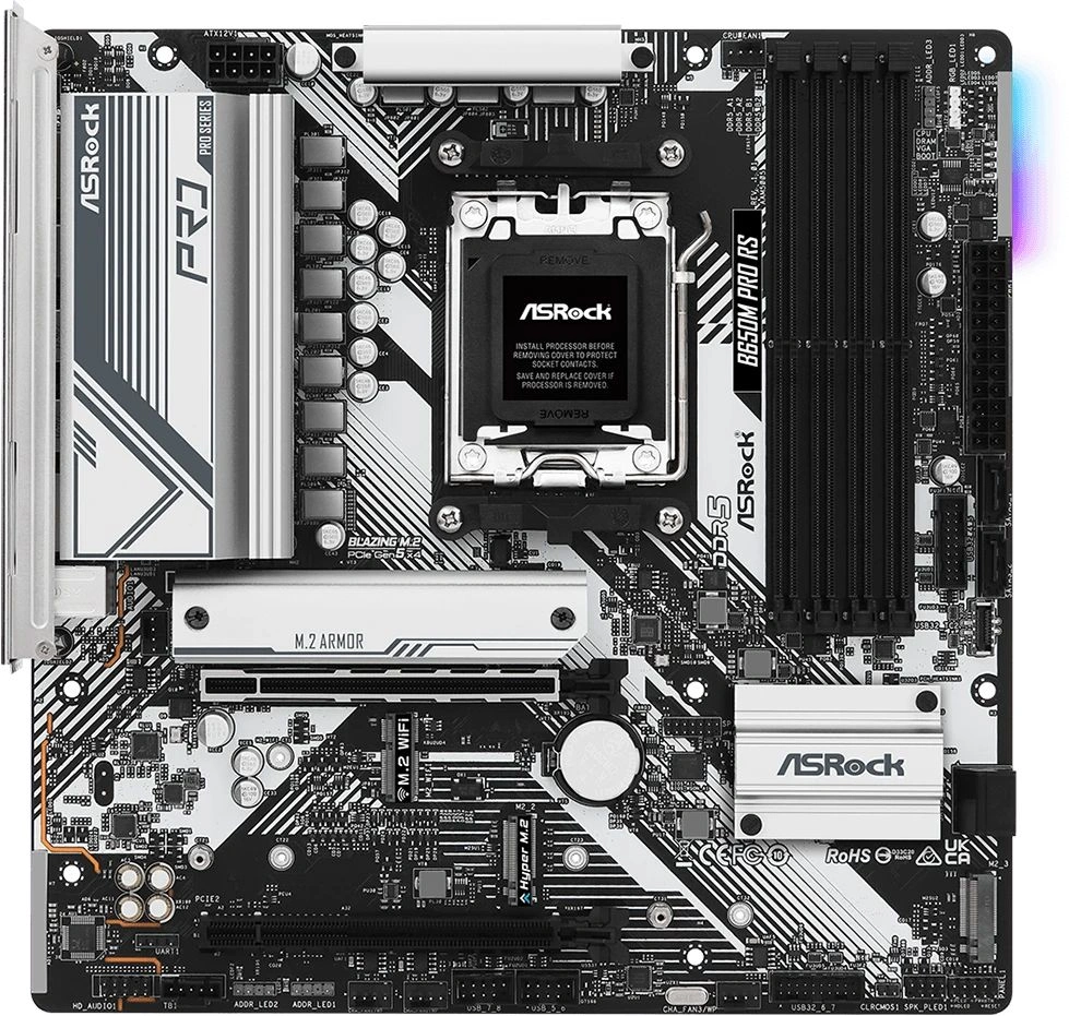 Материнская плата Asrock B650M PRO RS Socket AM5 AMD B650 4xDDR5 mATX AC`97 8ch(7.1) 2.5Gg RAID+HDMI+DP — миниатюра 2
