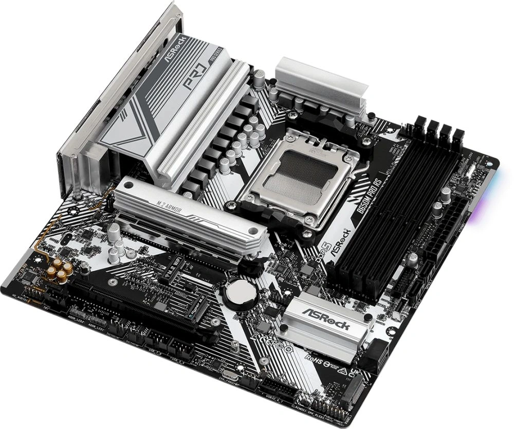 Материнская плата Asrock B650M PRO RS Socket AM5 AMD B650 4xDDR5 mATX AC`97 8ch(7.1) 2.5Gg RAID+HDMI+DP — миниатюра 3