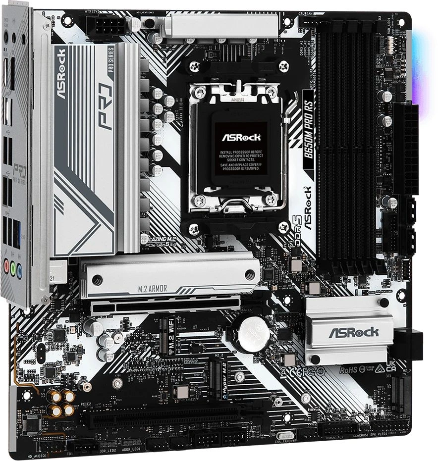 Материнская плата Asrock B650M PRO RS Socket AM5 AMD B650 4xDDR5 mATX AC`97 8ch(7.1) 2.5Gg RAID+HDMI+DP — миниатюра 4