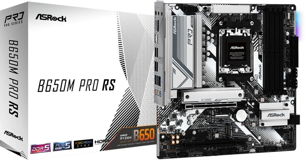Материнская плата Asrock B650M PRO RS Socket AM5 AMD B650 4xDDR5 mATX AC`97 8ch(7.1) 2.5Gg RAID+HDMI+DP — миниатюра 6