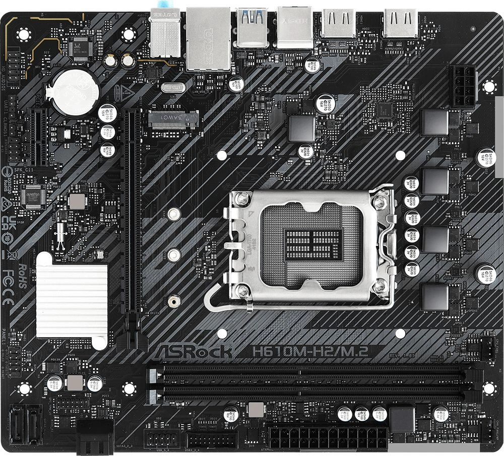 Материнская плата Asrock H610M-H2/M.2 Soc-1700 Intel H610 2xDDR4 mATX AC`97 8ch(7.1) GbLAN+HDMI — фото 1