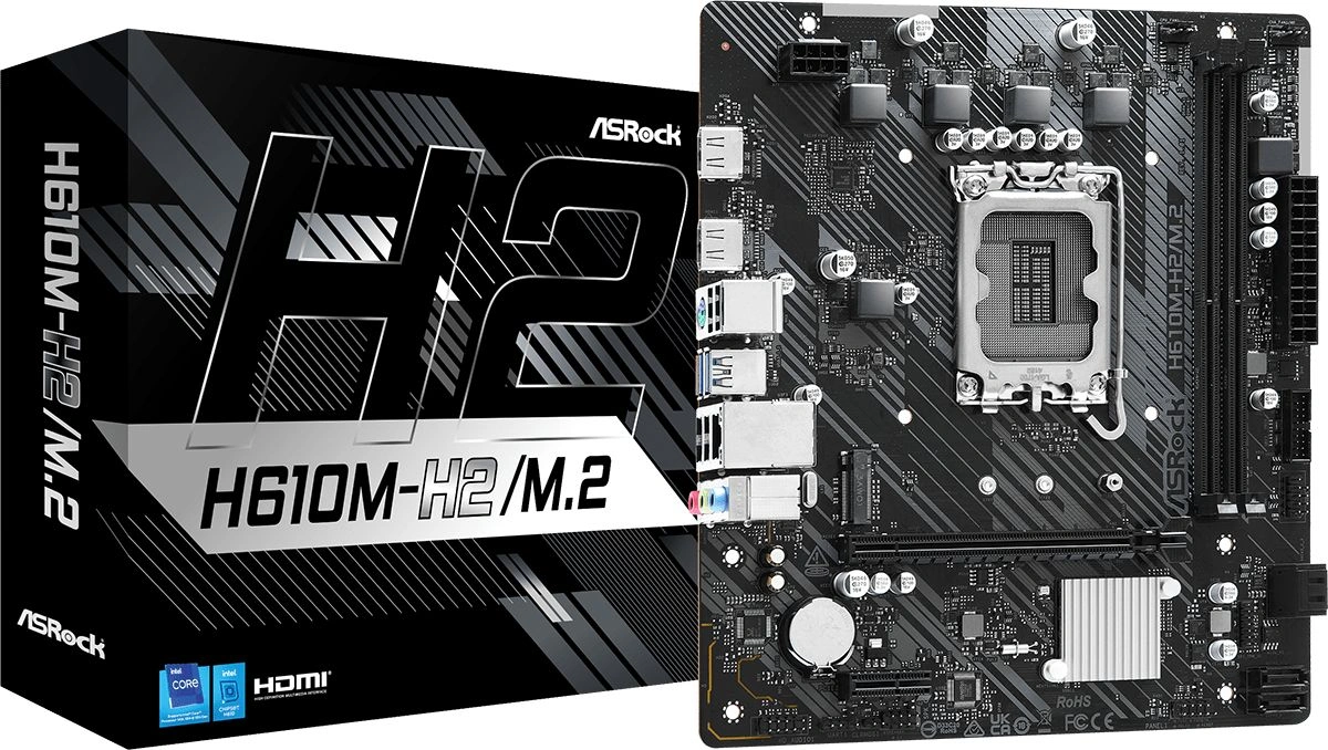 Материнская плата Asrock H610M-H2/M.2 Soc-1700 Intel H610 2xDDR4 mATX AC`97 8ch(7.1) GbLAN+HDMI — миниатюра 2