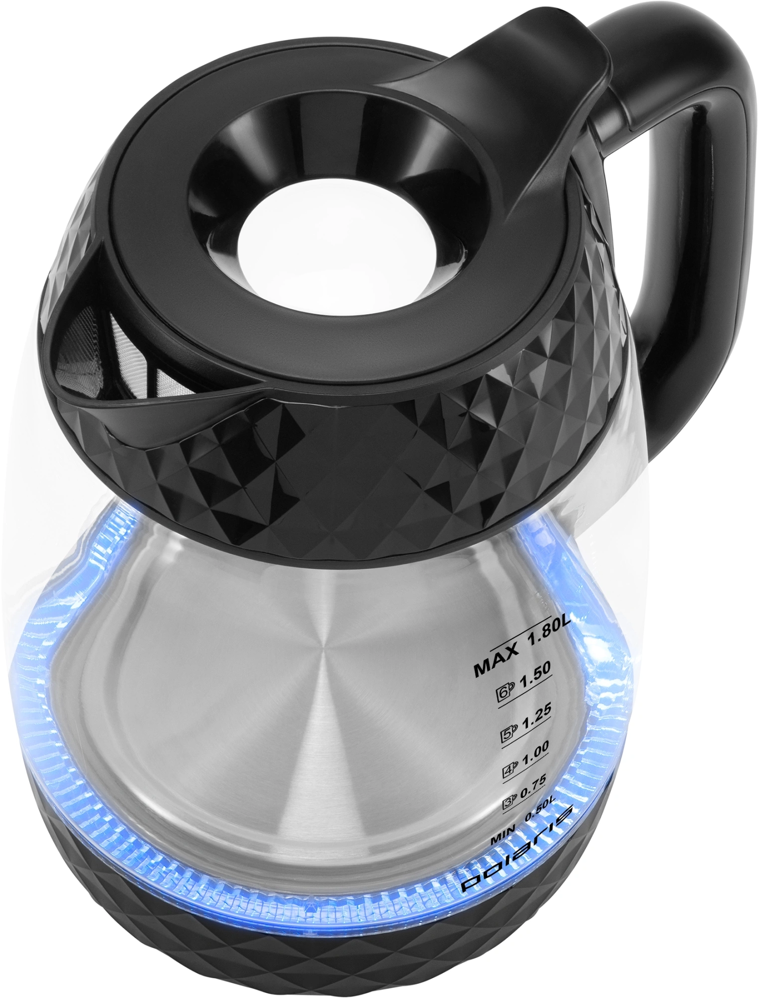 Чайник электрический Polaris PWK 1809CGL 1.8л. 2200Вт черный корпус: стекло/пластик — миниатюра 10