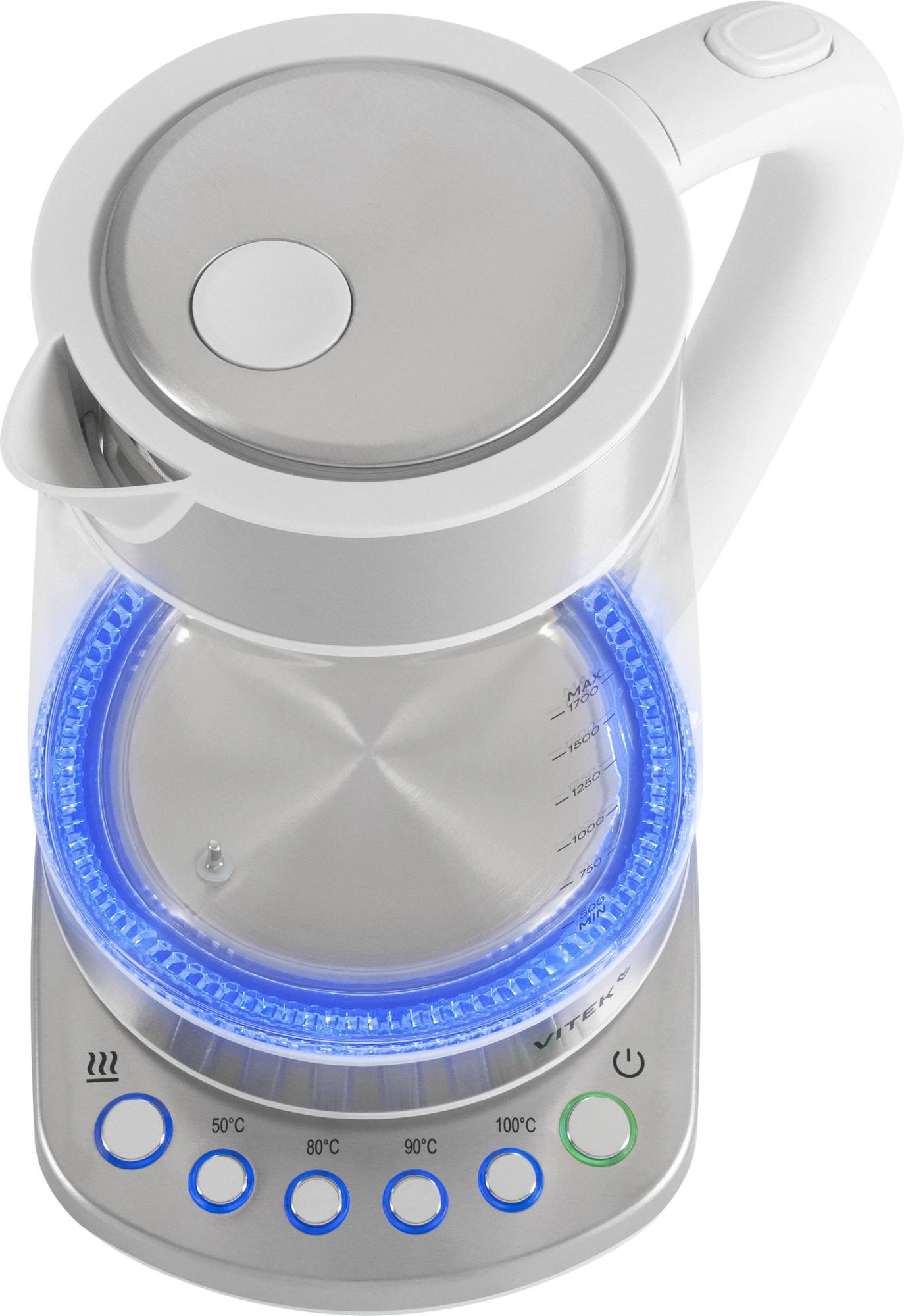 Чайник электрический Vitek VT-WK1031 1.7л. 2200Вт белый/серебристый корпус: стекло/металл/пластик — миниатюра 3