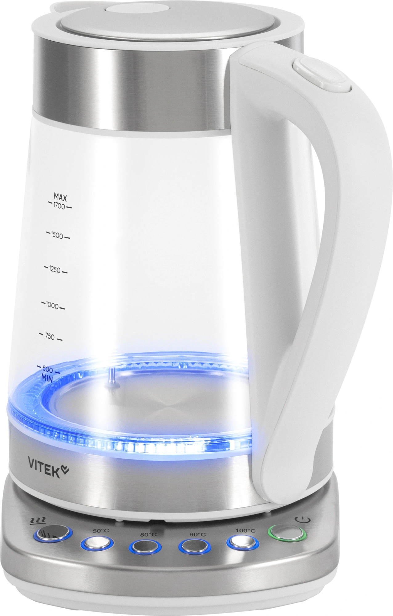 Чайник электрический Vitek VT-WK1031 1.7л. 2200Вт белый/серебристый корпус: стекло/металл/пластик — миниатюра 4