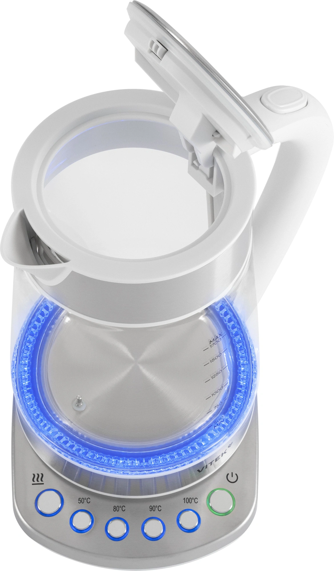Чайник электрический Vitek VT-WK1031 1.7л. 2200Вт белый/серебристый корпус: стекло/металл/пластик — миниатюра 7