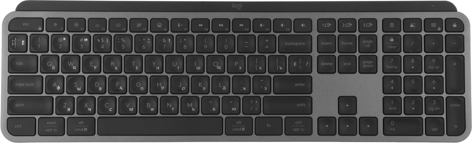 Клавиатура + мышь Logitech MX Keys S Combo клав:графитовый/черный мышь:графитовый USB беспроводная Bluetooth/Радио LED (920-011619) — миниатюра 9