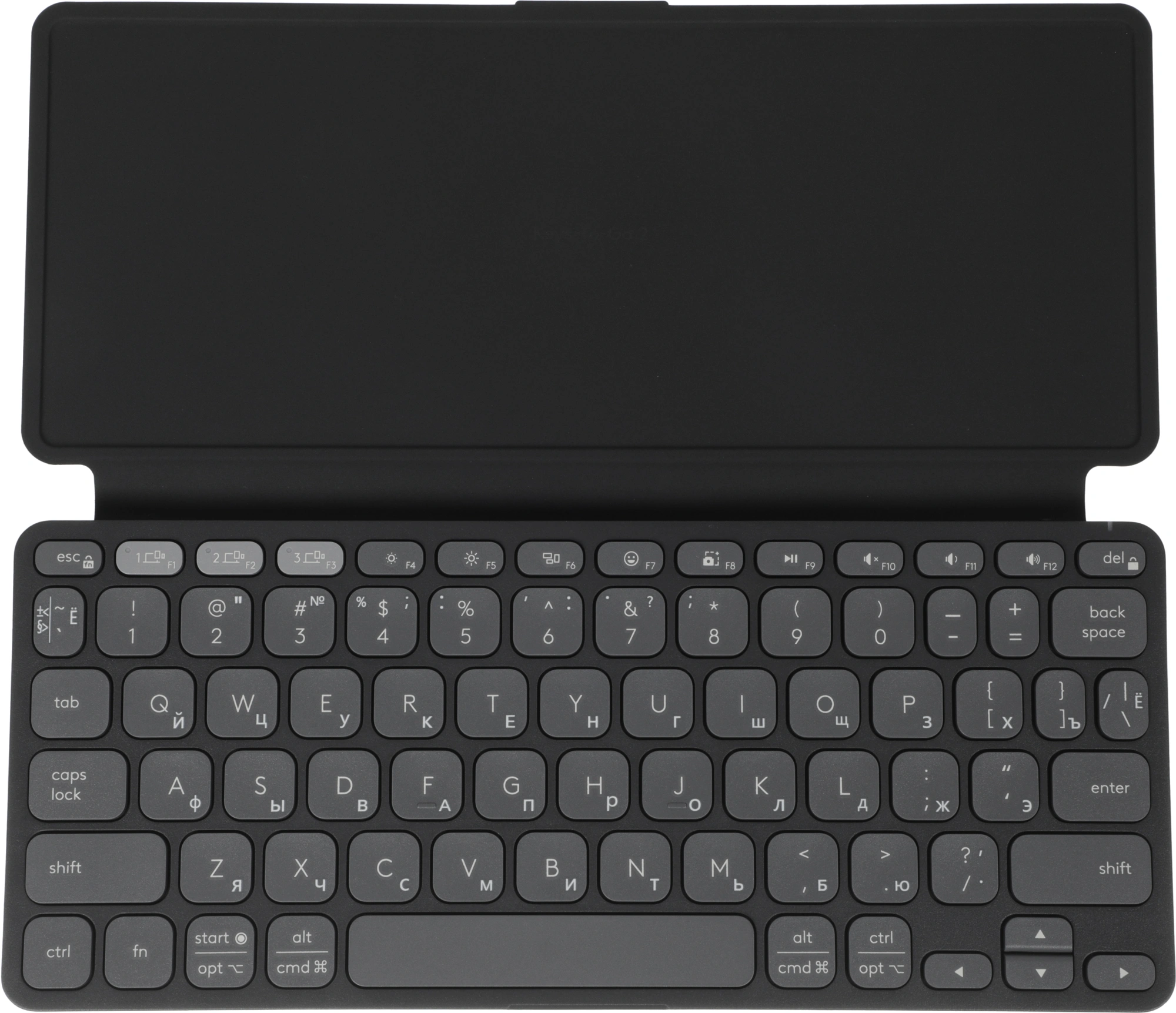 Клавиатура Logitech Keys-To-Go 2 графитовый/черный беспроводная BT slim Multimedia для ноутбука (920-012999)