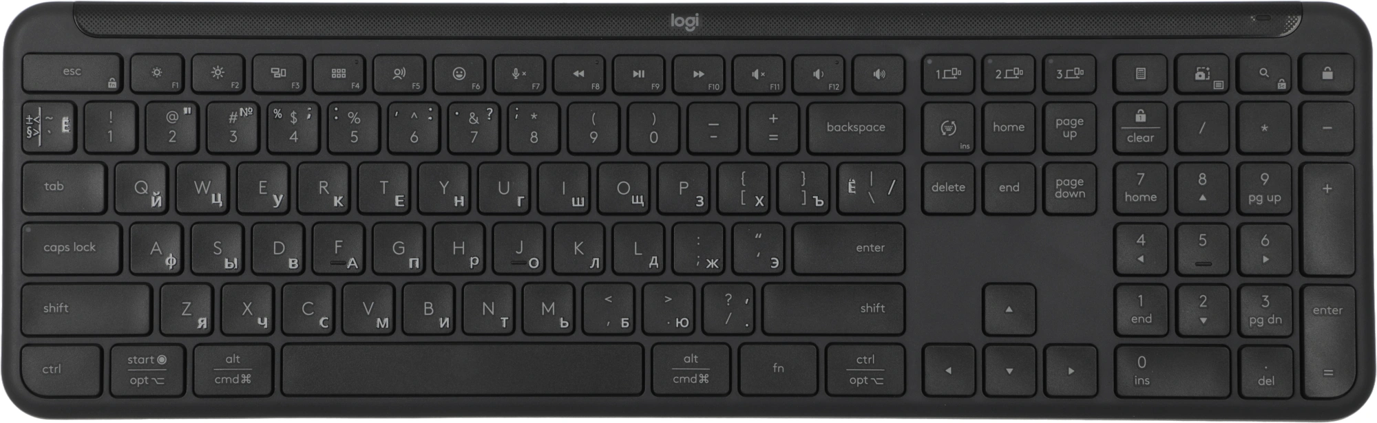Клавиатура Logitech K950 черный USB беспроводная BT/Radio slim (920-012434) — миниатюра 6