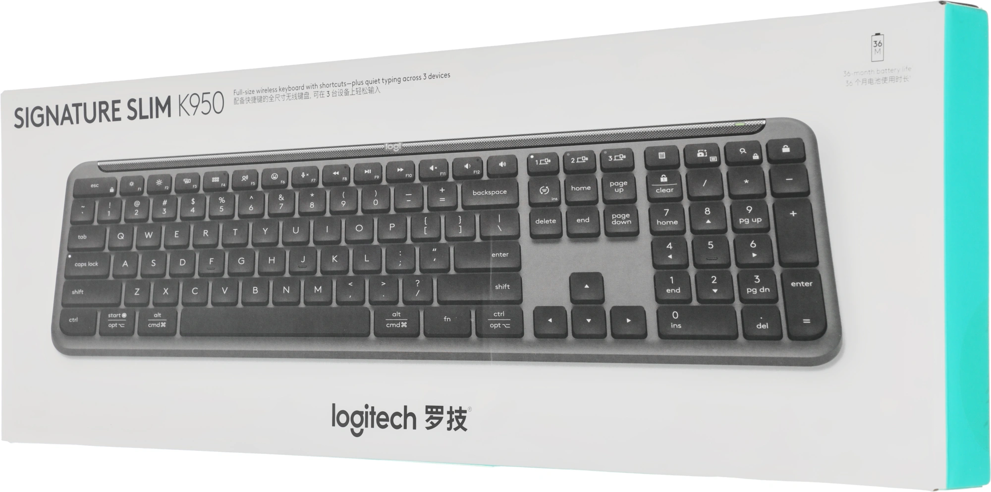 Клавиатура Logitech K950 черный USB беспроводная BT/Radio slim (920-012434) — миниатюра 15
