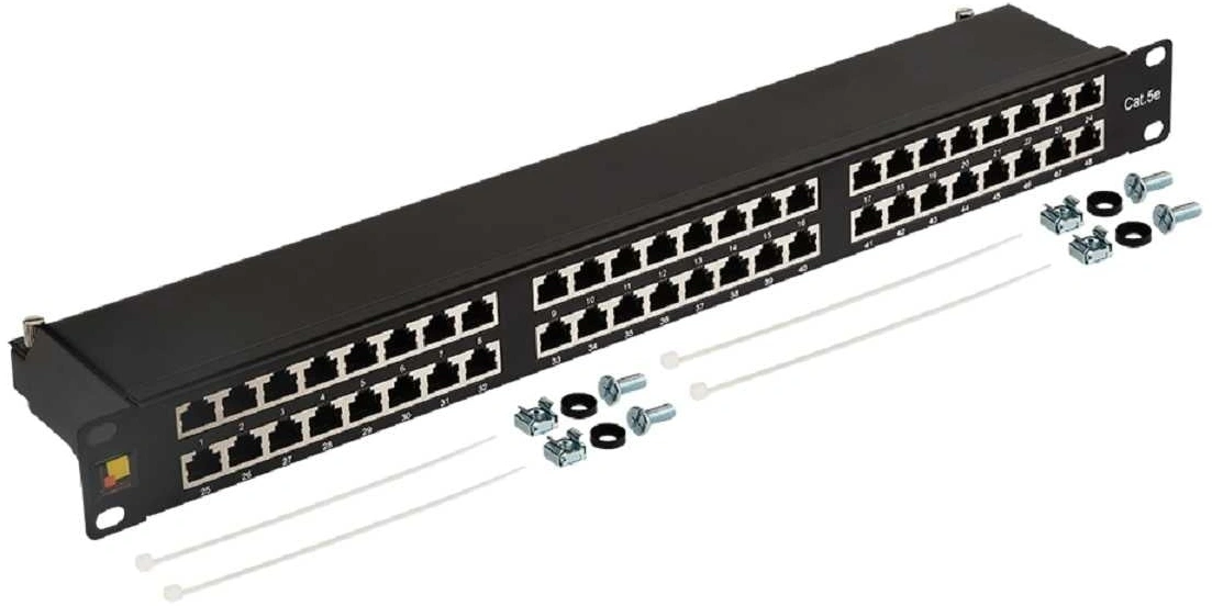 Патч-панель Lanmaster LAN-PPC48S5E 19" 1U 48xRJ45 кат.5E STP