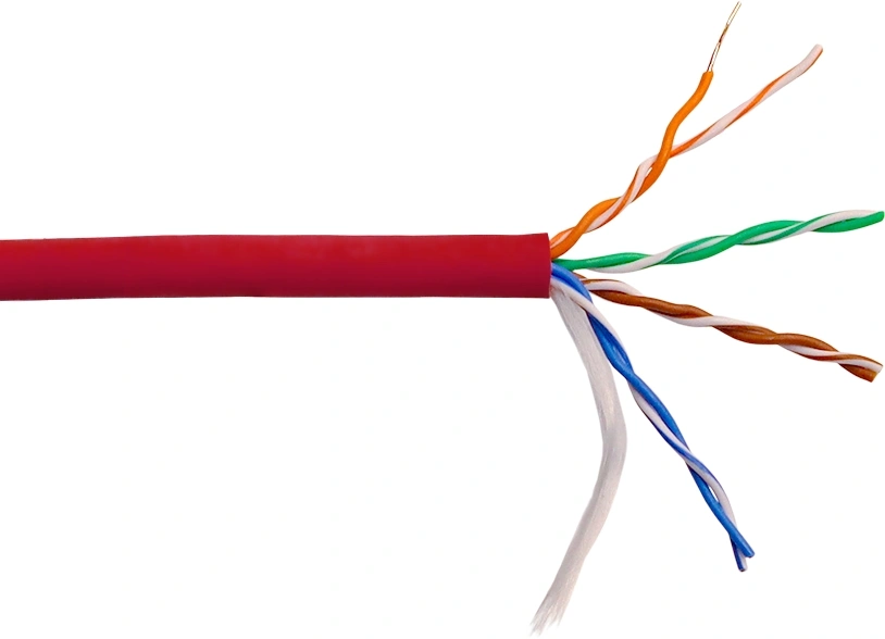 Кабель информационный Lanmaster LAN-5EUTP-HFLT-RD кат.5E UTP 4 пары 24AWG LSZH внутренний 305м красный — фото 1